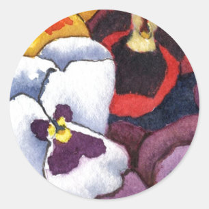 Redonda pegatina floral "Pansy #2"