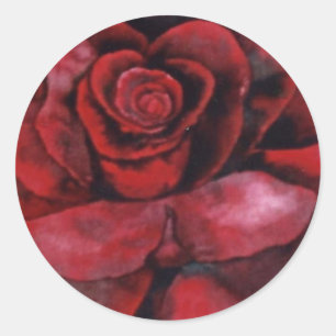 Redonda pegatina floral "Red, Rosa Roja"