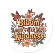Pegatina floral retro Bloom With Kindness 