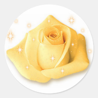 Redonda pegatina floral rosa amarillo