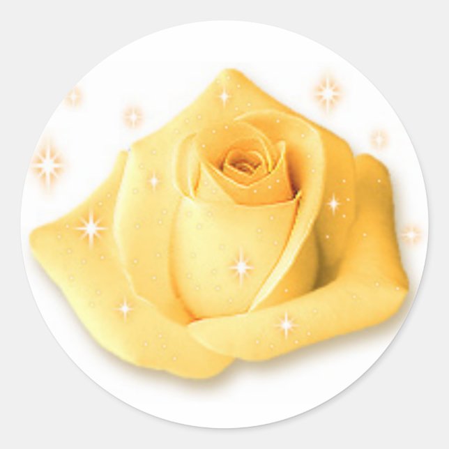 Redonda pegatina floral rosa amarillo (Anverso)