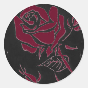 Redonda pegatina floral "Rosa oscuro #1"
