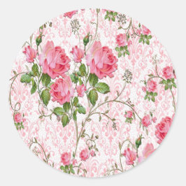 Redonda Pegatina Floral Rosa Rosa