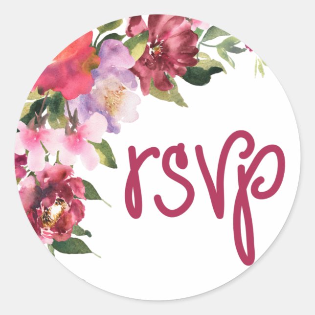 Redonda Pegatina floral RSVP (Anverso)