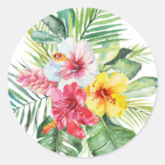 Redonda Pegatina Floral Tropical