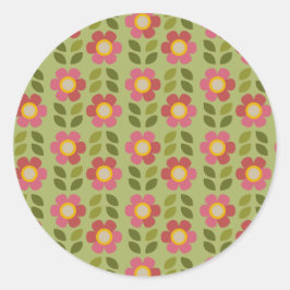 Redonda Pegatina floral verde y rosa - Bloom & Stick
