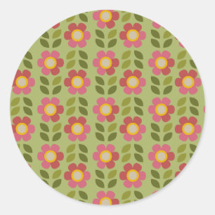 Redonda Pegatina floral verde y rosa - Bloom & Stick