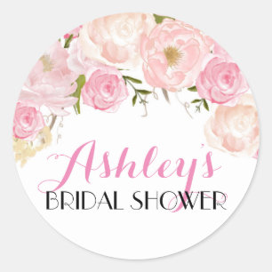 Redonda Pegatina Flower Bridal Shower