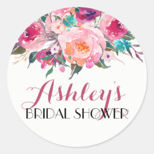 Redonda Pegatina Flower Bridal Shower
