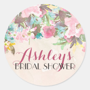 Redonda Pegatina Flower Bridal Shower