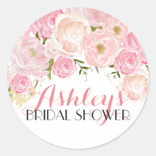 Redonda Pegatina Flower Bridal Shower