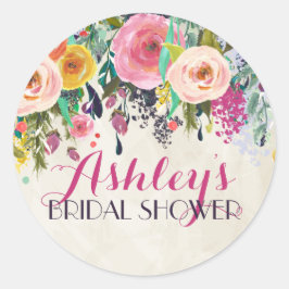 Redonda Pegatina Flower Bridal Shower