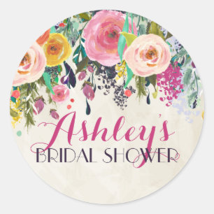 Redonda Pegatina Flower Bridal Shower