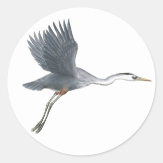 Redonda Pegatina Flying Great Blue Heron