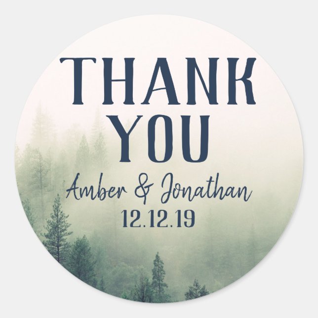 Redonda Pegatina Foggy Mountain Favor (Anverso)