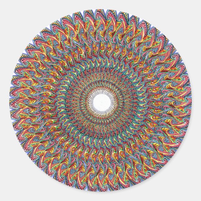 Redonda Pegatina Fractal Cone To Dna Pulse (Anverso)