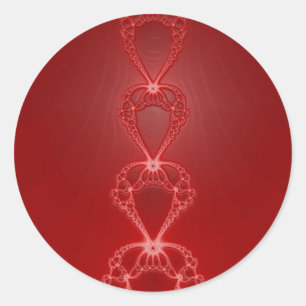 Redonda Pegatina fractal de corazones rojos