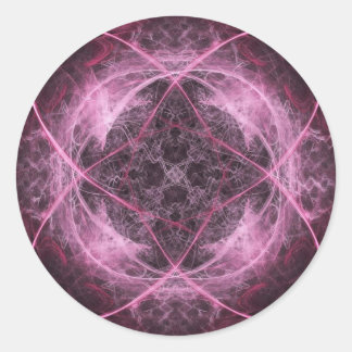 Redonda Pegatina fractal de demencia rosada