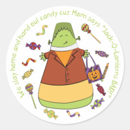 Redonda Pegatina Frankenkid - Monstruos de Candy Corny