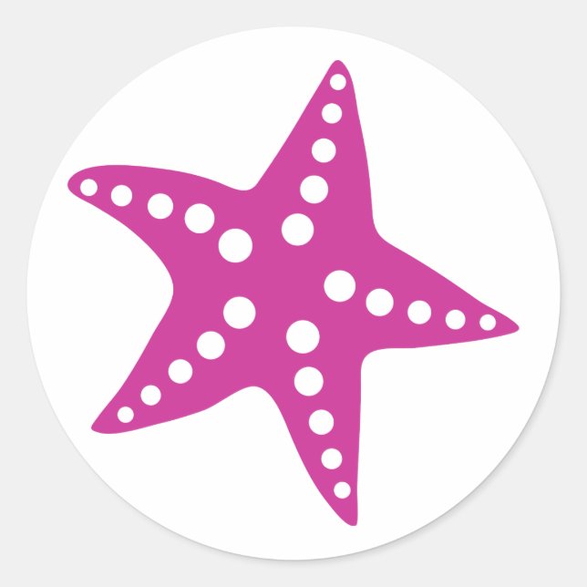Redonda Pegatina Fuchsia Pink Starfish, tema de la playa (Anverso)
