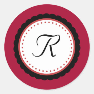 Redonda Pegatina fucsia de la inicial del monograma del