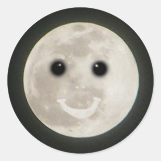 Redonda Pegatina Full Moon Happy Face