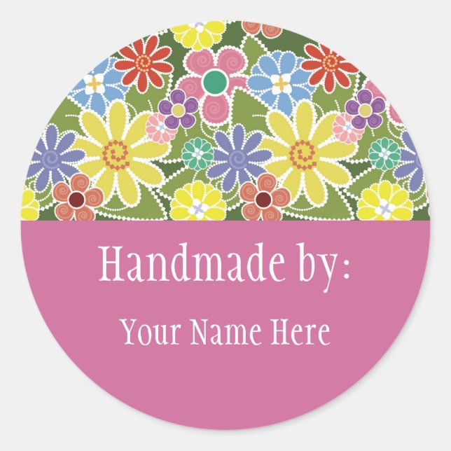 Redonda Pegatina Fun Florals Bright (Anverso)