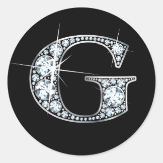 Redonda pegatina "G" Faux-"Diamond Bling"