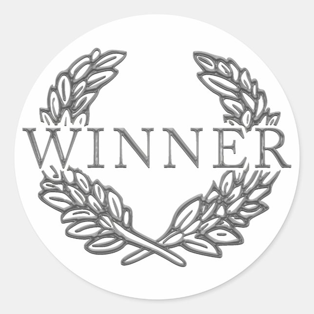 REDONDA PEGATINA GANADOR. (Anverso)