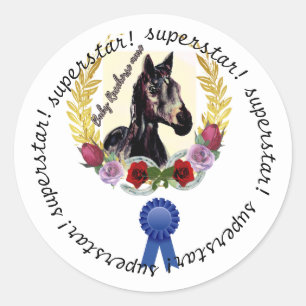 Redonda pegatina ganador de baby racehorse mare