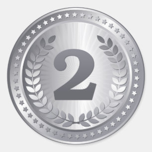 Redonda Pegatina ganador de la segunda medalla de plata