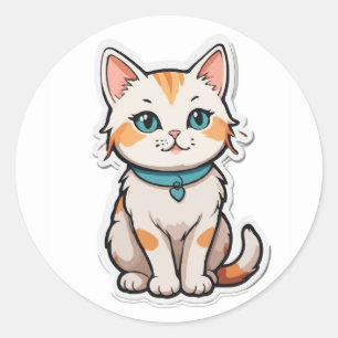 Redonda Pegatina gatito juguetón juguetón - Un gato para c