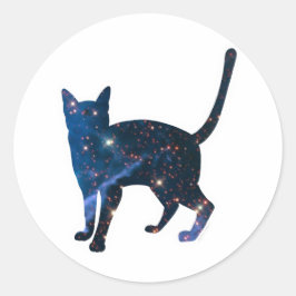 Redonda Pegatina Gato Galaxy
