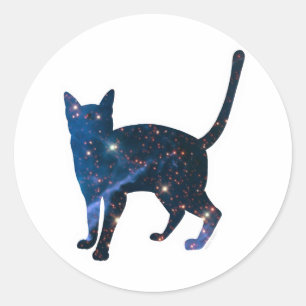 Redonda Pegatina Gato Galaxy