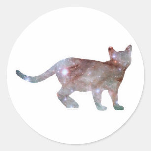 Redonda Pegatina Gato Galaxy 2