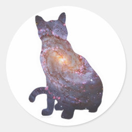 Redonda Pegatina Gato Galaxy 4