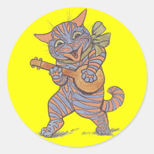 Redonda Pegatina Gato Jazzy