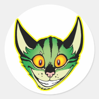 Redonda Pegatina Gato Personalizado Fluorescente