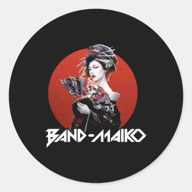 Redonda Pegatina Geisha de Japón (Anverso)