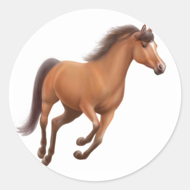 Redonda Pegatina Gelding de Galloping (Anverso)