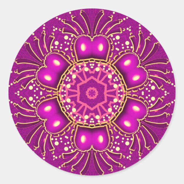 Redonda Pegatina GeoBling rosa (Anverso)