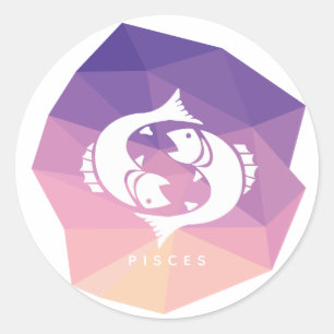 Redonda Pegatina geométrico de signos de horoscopio Pisces