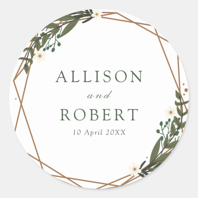 Redonda pegatina geométrico floral (Anverso)