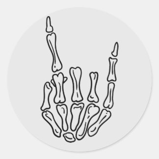 Redonda Pegatina Gesture de la mano del rock de Skeleton