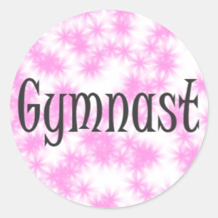Redonda Pegatina Gimnasio Rosa / Blanco