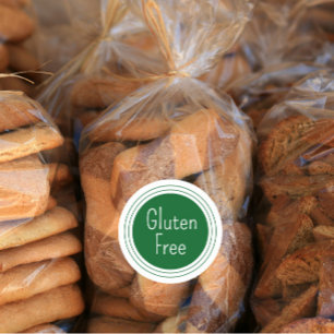 Redonda Pegatina Gluten Free Green Classic Round