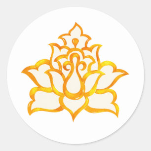 Redonda Pegatina Gold Lotus