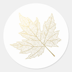 Redonda Pegatina Gold Maple Leaf