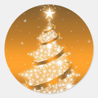 Redonda Pegatina Golden Elegant Christmas Tree
