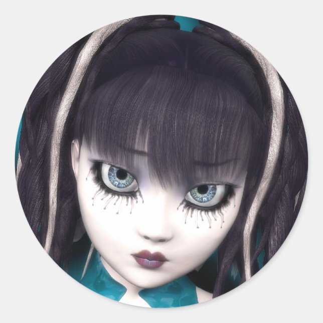 Redonda Pegatina Gothic Doll Grunge (Anverso)
